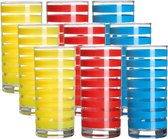 Urban Living Drinkglazen Colorama - 9x - rood/geel/blauw - glas - 280 ml - gekleurd mix