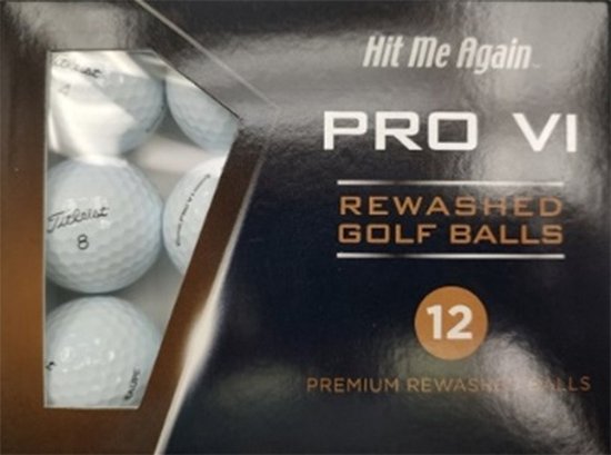 Doos met 12 Titleist Pro VI golfballen, wit, met de cijfers 2 en 8 erop.