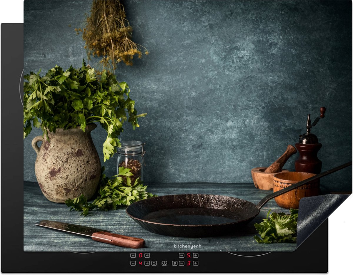 KitchenYeah® Inductie beschermer 77x59 cm - Kruiden - Stilleven - Specerijen - Afdekplaat voor kookplaat - Inductieplaat mat - Beschermingsmat - Beschermplaat - Keuken bescherm decoratie - Afdek kookplaten