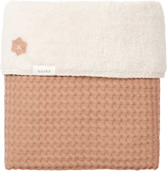 Koeka Wiegdeken wafel teddy Oslo – lichtbruin/warm wit – 75x100cm