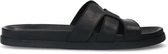 Manfield - Heren - Zwarte leren slippers - Maat 42