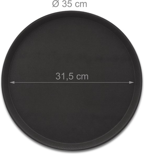 Relaxdays horeca dienblad, 35cm, rond, antislip, bar, restaurant, café, met rand, serveerblad hapjes & drankjes, bruin