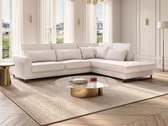 Bol.com Vente-unique XXL hoekbank van beige ribfluweel TESSIO van Maison Céphy aanbieding