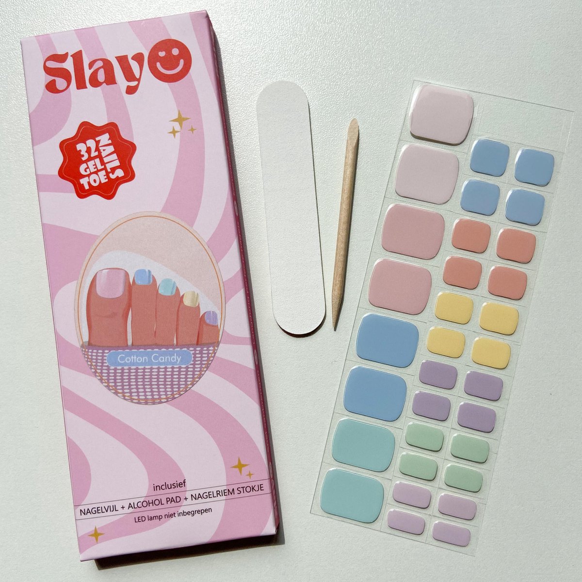 Goedkoopste Slayo© - Gellak Pedicure - Cotton Candy - Teennagel nagelstickers - Gel Nail Wrap - Nail Art Stickers - Gellak Nagels - Gel Nagel Stickers - LED/UV lamp nodig