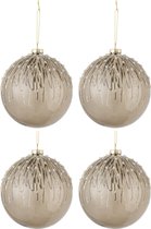 J-Line Doos Van 4 Kerstballen Parels Glitter Glas Grijs Large