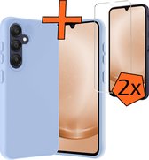 Hoesje Geschikt voor Samsung A25 Hoesje Siliconen Cover Case Met 2x Screenprotector - Hoes Geschikt voor Samsung Galaxy A25 Hoes Back Case - Lichtblauw