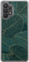 Casimoda® hoesje - Geschikt voor Samsung Galaxy A32 4G - Monstera Leaves - 2-in-1 case - Schokbestendig - Bloemen - Verhoogde randen - Groen, Transparant