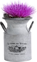 Sunnydays Melkbus vorm vaas/container - Zink - zilvergrijs - 18 x 26 cm - decoratie of plantenbak