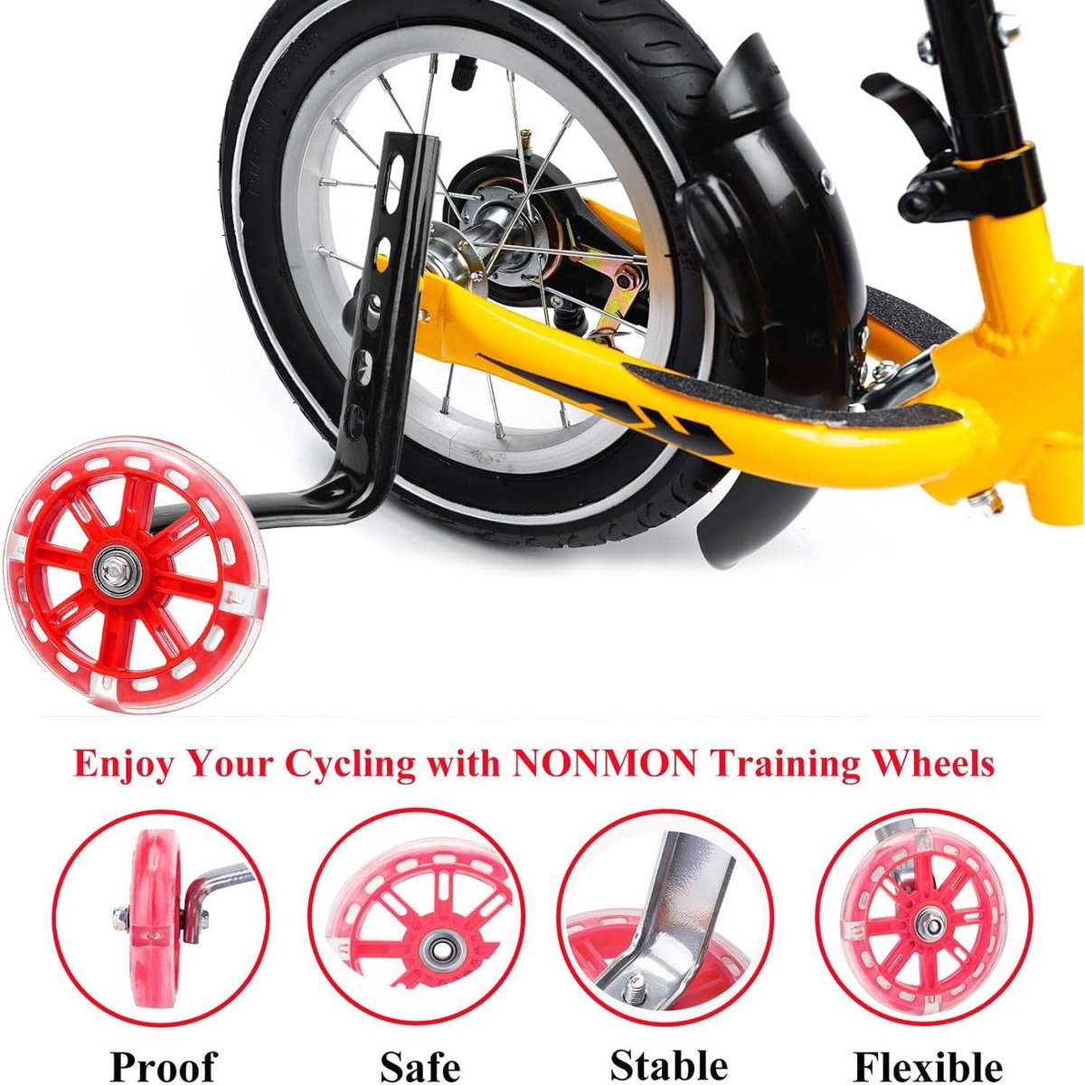Achterwielfiets, hulpwiel, stabilisator voor kinderen, fietswielen, stabilisator, met gekleurd ledlicht, in hoogte kan worden aangepast, geschikt voor kinderfiets, 50 - 30 cm Achterwielfiets, hulpwiel, stabilisator voor kinderen, fietswielen, stabilisator, met gekleurd ledlicht, in hoogte kan worden aangepast, geschikt voor kinderfiets, 50 - 30 cm