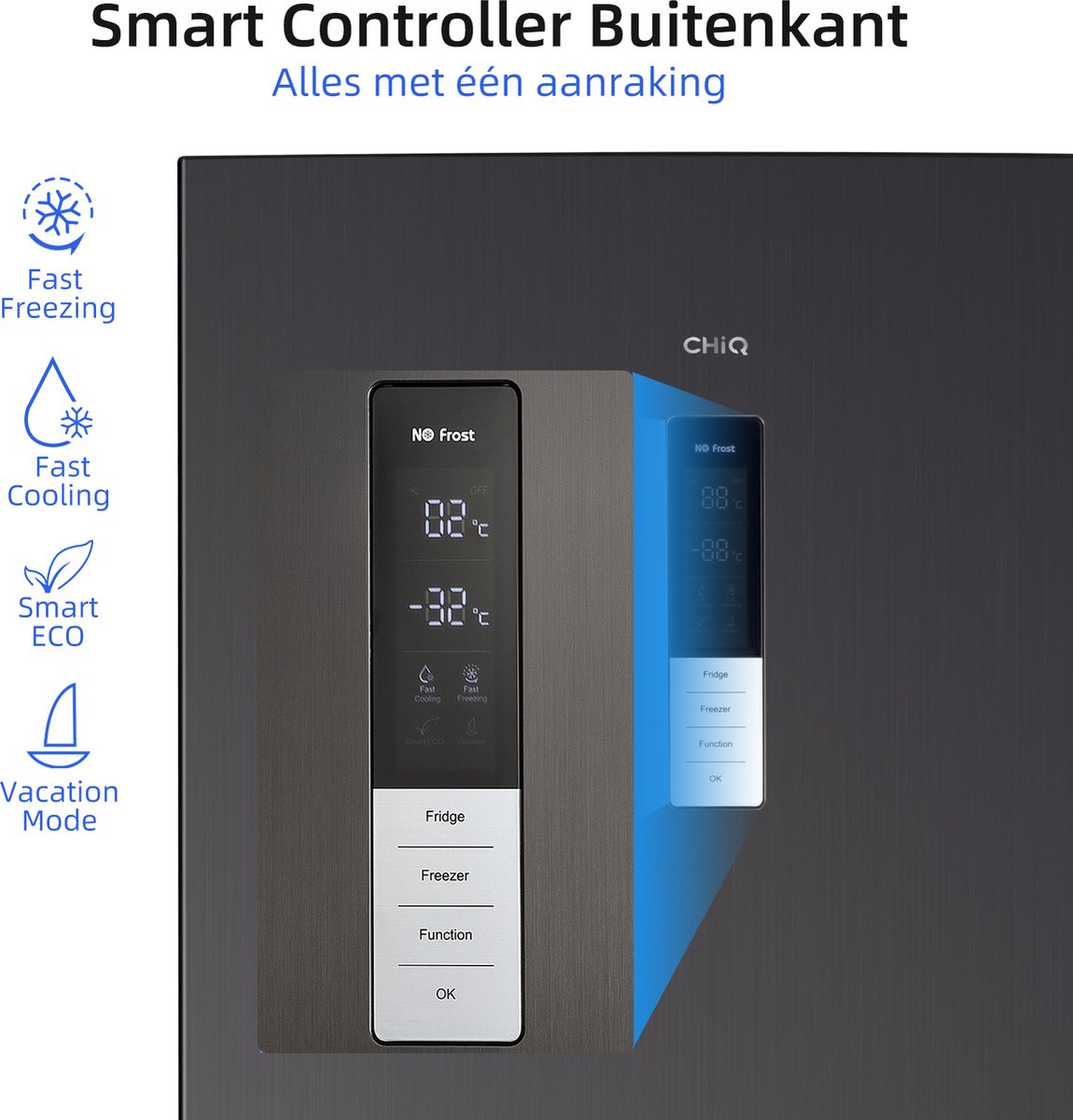 CHiQ FBM351NEI42 - Koel-vriescombinatie - 356 Liter - No Frost - Stil 35dB - Inverter Compressor - Digitaal LED Display - 12 Jaar Garantie op Compressor - D Energielabel — afbeelding 4