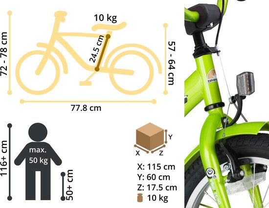 Bikestar 16 inch Classic kinderfiets, groen van Bikestar — afbeelding 4