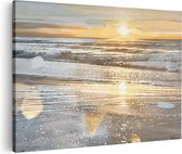 Artaza Canvas Schilderij Kunstwerk van een Zonsondergang op een Strand - 90x60 - Wanddecoratie - Foto Op Canvas - Canvas Print