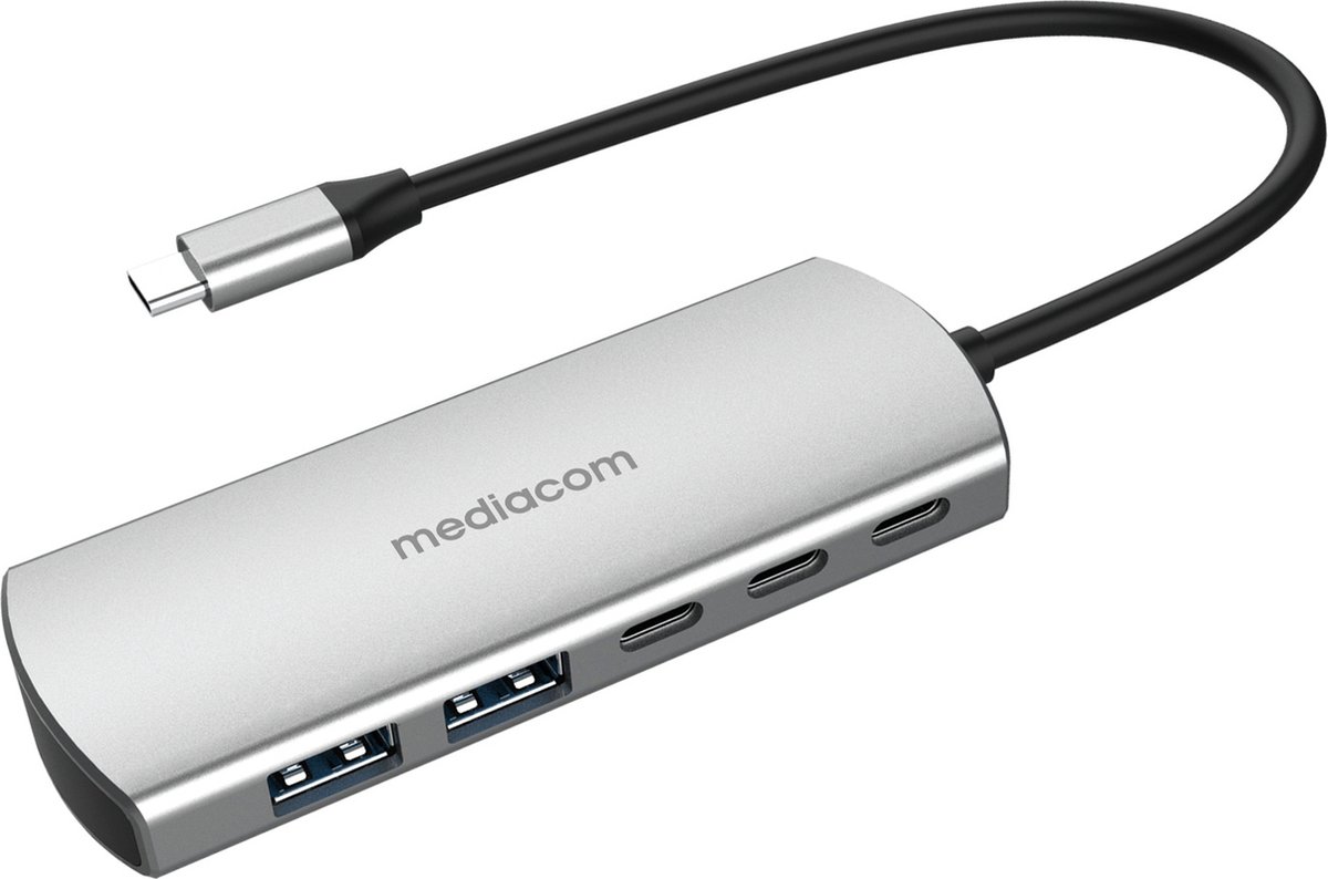 Mediacom MD-C324 interface hub USB 2.0 Type-C 5000 Mbit/s Aluminium