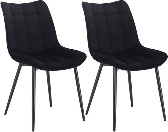 Rootz set van 2 eetkamerstoelen - fluwelen stoelen - metalen stoelen - ergonomisch ontwerp - duurzaam en stevig - comfortabele zit - 46 x 40,5 cm zitmaat