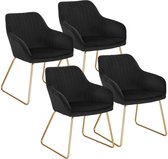 Rootz fluwelen eetkamerstoelen - elegante zitplaatsen - comfortabele stoelen - huidvriendelijk fluweel - ergonomische ondersteuning - duurzaam metalen frame - 45 cm x 44 cm x 78,5 cm