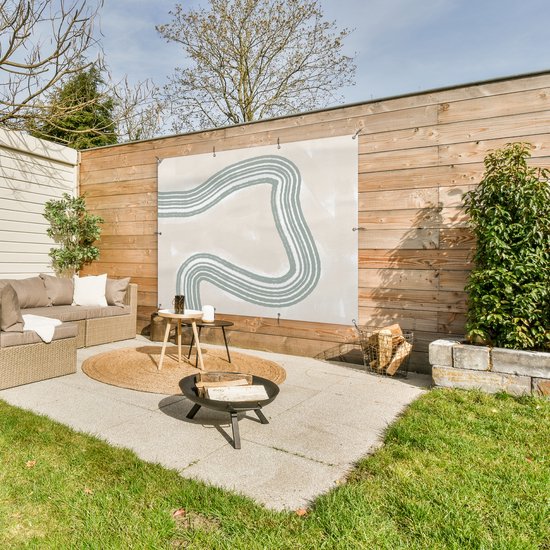 Décoration murale extérieur Ligne - Abstrait - Design - 160x120 cm - Toile jardin - Affiche extérieure