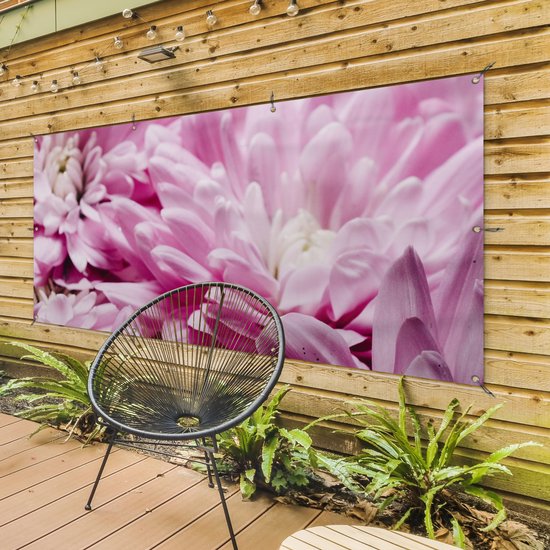 Affiche clôture Fleurs - Rose - Nature - 200x100 cm - Toile de jardin