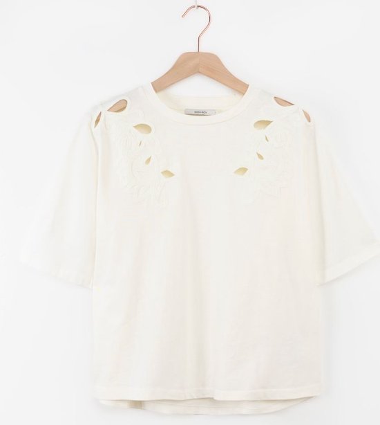 Sissy-Boy - Witte boxy top met open embroidery details