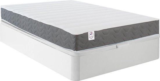 DREAMEA Bedset 160 x 200 cm - witte bedbodem met opbergruimte + matras in schuim met hoge dichtheid - HEAVEN van DREAMEA PLAY L 200 cm x H 30 cm x D 160 cm