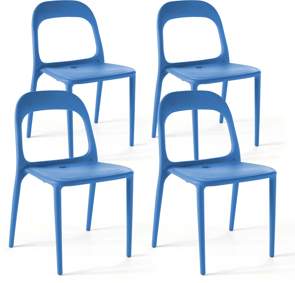 Oviala - Set van 4 blauwe plastic stoelen - Milan