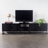 Meuble TV Isa Chevron Zwart 210cm Bois de Manguier - Giga Meubel