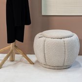 Pouf Tissu Beige - Avec Espace de Rangement - 55x55x42cm - Timo