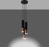 Hanglamp Loopez 3-Lichts Getrapt Zwart/Koper - Giga Meubel