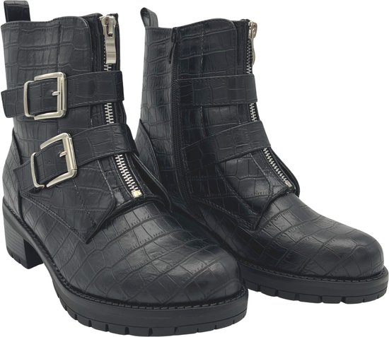 SmileFavorites® Biker boots - Zwart - Imitatieleer - Maat 38