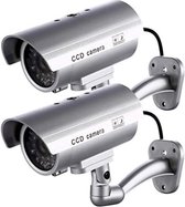 2 x Factice Camera | Factice buitencamera voor binnen of buiten met een knipperende led-kogelvorm