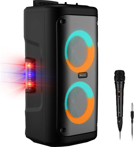 Denver Karaoke Set Incl. Microfoon - Discolichten - Bluetooth Speaker Party Box - Micro SD / USB / AUX - TSP353