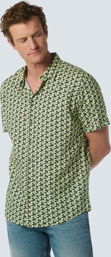 No Excess Mannen Kortemouwen Overhemd Met Grafisch Patroon Voor Zomerse Looks Limoen S