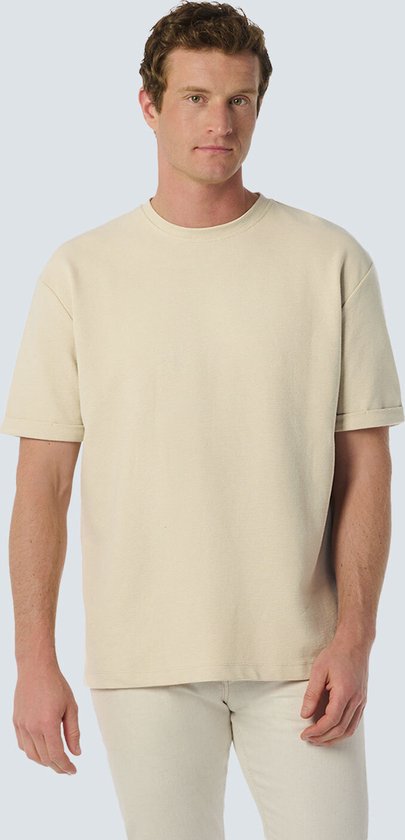 No Excess Mannen Ontspannen Jacquard T-Shirt Met Ronde Hals Donker Beige L