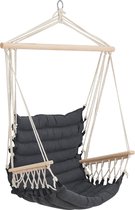 In And OutdoorMatch Katoenen Hangstoel Ricardo - Max 100 kg - Donkergrijs - Stof en Massief Hout - Modern design