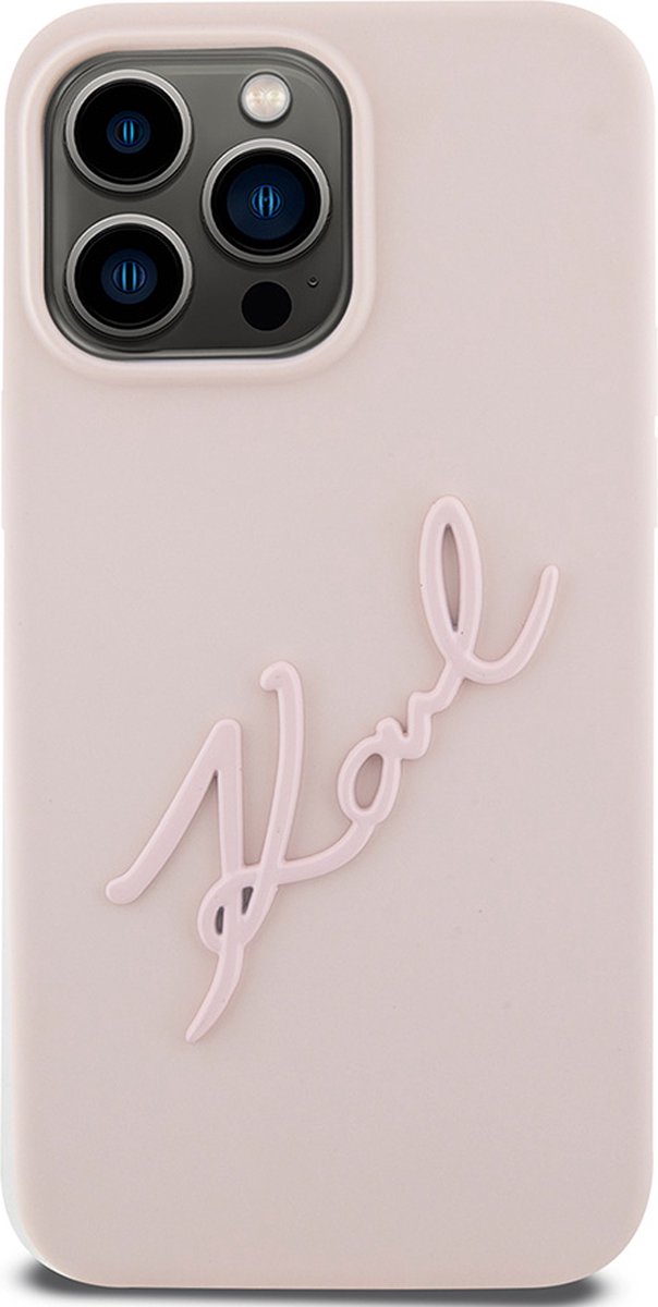 Karl Lagerfeld Backcase hoesje geschikt voor iPhone 15 Pro Max - Effen Roze - Kunstleer
