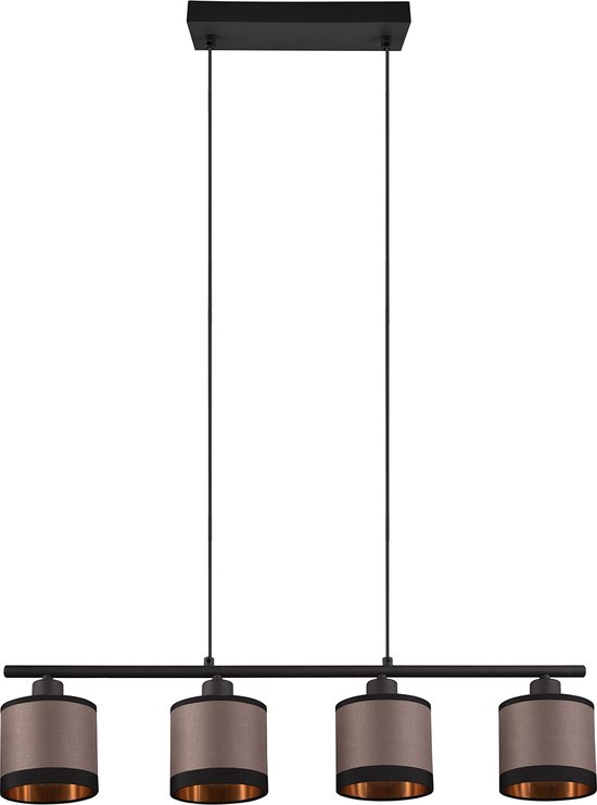 Suspension LED - Torna Vamos - Culot E14 - 4 lumières - Rectangle - Zwart mat - Métal