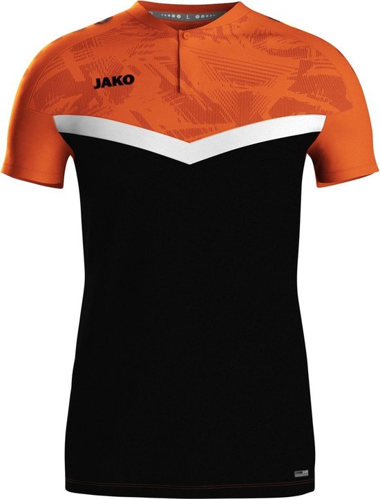 Jako Iconic Polo Heren - Zwart / Fluo Oranje | Maat: XL
