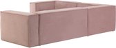 Kave Home - Blok 4 zits hoekbank in dik roze ribfluweel 320 x 230 cm / 230 x 320 cm