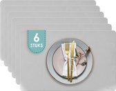 Luxify Lederlook Placemats - Dubbelzijdig - Placemat voor op tafel - 45 x 30 cm - Onderlegger - 6 Stuks - Grijs