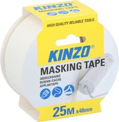 Kinzo Afplaktape/schilderstape - wit - 48mm x 25m - voor binnen/buiten