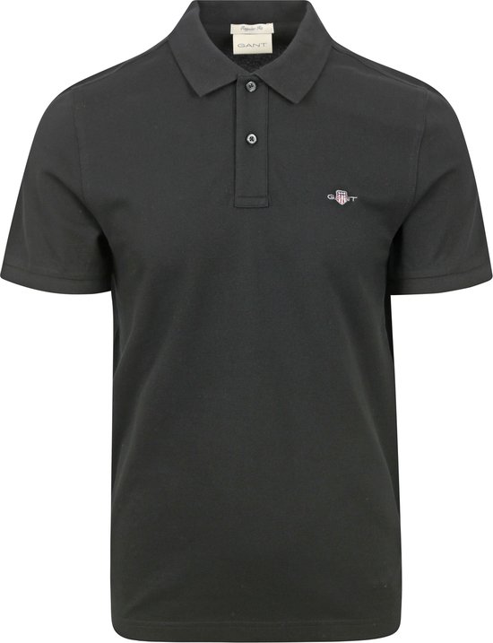 Gant - Shield Piqué Poloshirt Zwart - Regular-fit - Heren Poloshirt Maat M