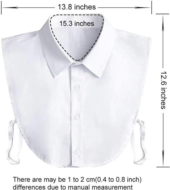EUDUQ 2 stuks kraaginzetstukken dames, blousekraag, inzetstuk vrouwen, nepkraag voor pak, polyestergaren kraag, afneembaar, voor dameskleding en truien, eenheidsmaat, wit, wit, One size