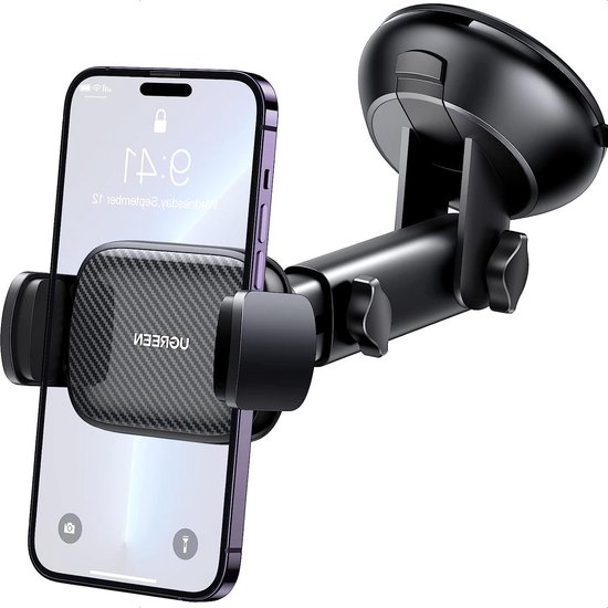 Foto: Auto telefoonhouder zuignap 360 draaibare 2 in 1 universele houder compatibel met iphone 15 pro max plus galaxy f34 s23 ultra en meer car phone holder