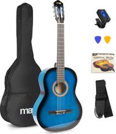 Bol.com Klassieke Akoestische Gitaar met Nylon Snaren - MAX SoloArt - Beginnersset met Accessoires - Blauw aanbieding