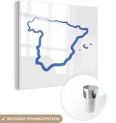 MuchoWow® Glasschilderij 90x90 cm - Schilderij acrylglas - Illustratie van de contouren van Spanje - Foto op glas - Schilderijen