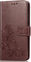 Bloemen Book Case - Samsung Galaxy A80 Hoesje - Bruin