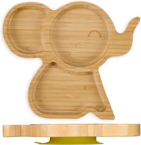 Kinderbord Met Vakjes En Een Zuignap - Groen - Siliconen Bord Antislip Kinderen Kinderservies Baby Servies Baby Bordje