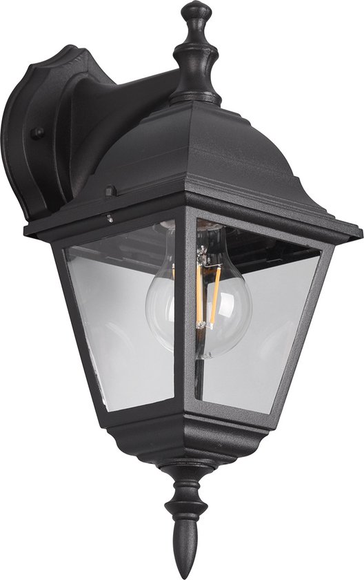 LED Tuinverlichting - Buitenlamp - Trion Zena Down - E27 Fitting - Spatwaterdicht IP44 - Mat Zwart - Alumunium