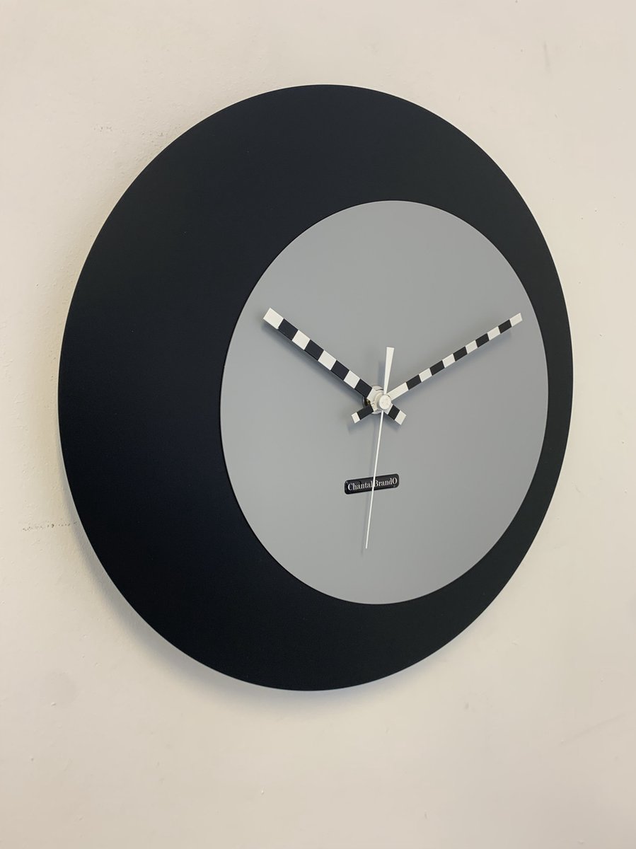 ChantalBrandO wandklok ECLIPS Zwart & Grijs Modern Design