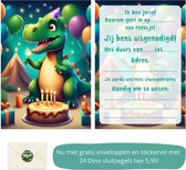 Uitnodiging kinderfeestje - Kinderfeest - Uitnodigingen - Verjaardag - Inclusief enveloppen - Eigen design en print - Wenskaart - Dino - 20 stuks - A6
