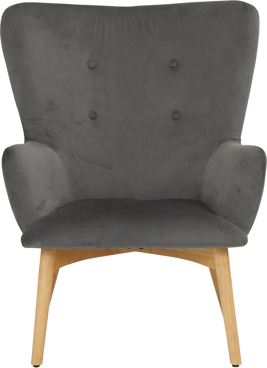 New York-Fauteuil met kruk in grijs fluweel
